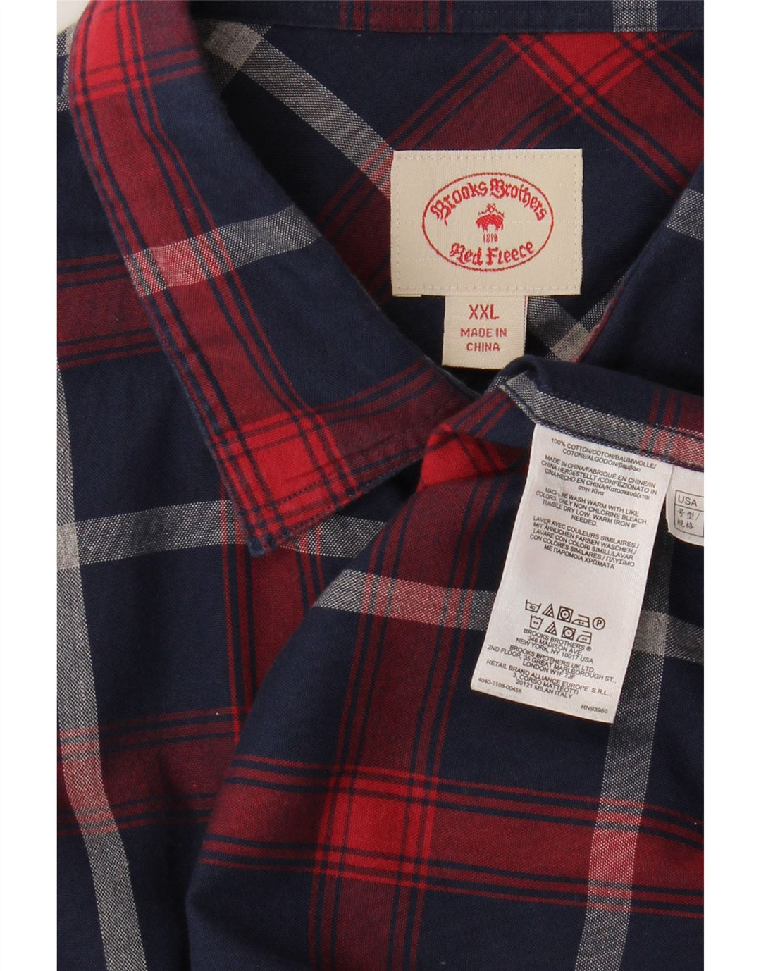 Camisa masculina Brooks Brothers 2XL algodão xadrez azul marinho