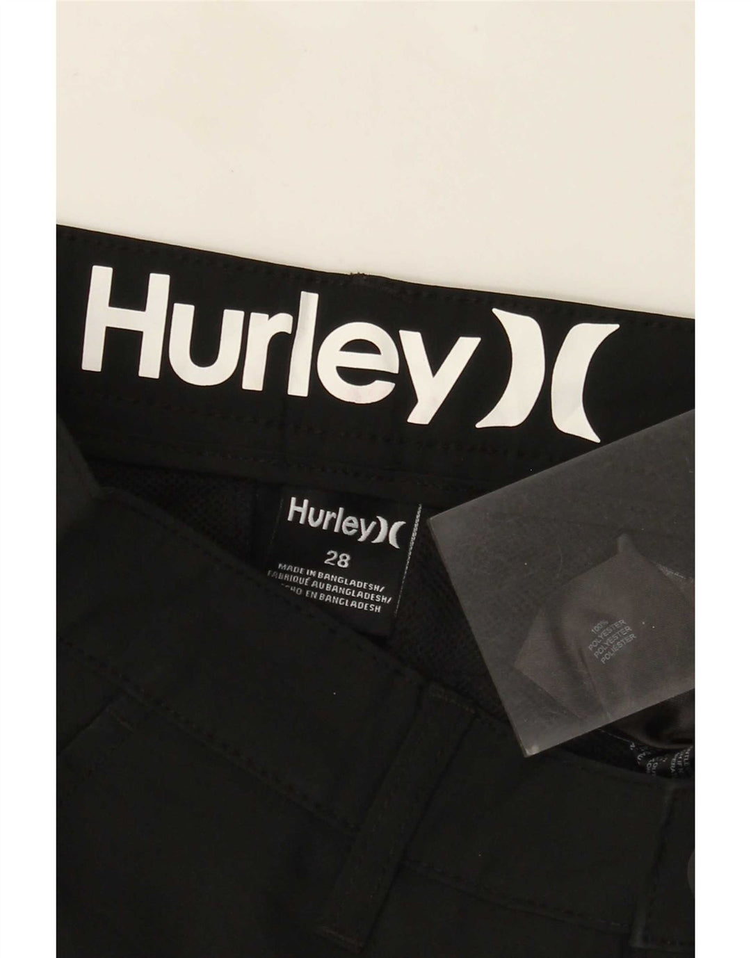 Hurley Mens Chino Shorts W28 Pequeno Poliéster Preto