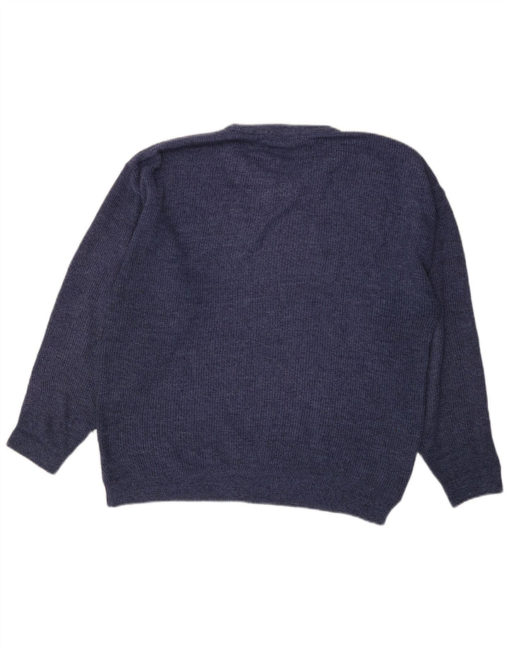 Suéter masculino Marks & Spencer com gola redonda, pequeno acrílico azul marinho