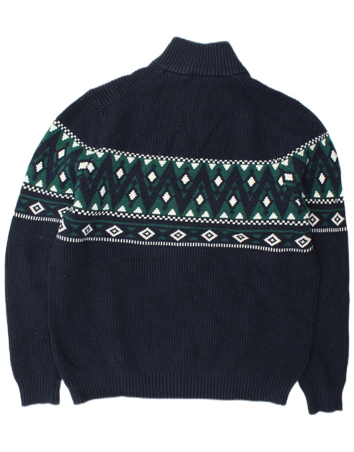 Suéter masculino Marks & Spencer com zíper e gola 2XL azul marinho Fair Isle