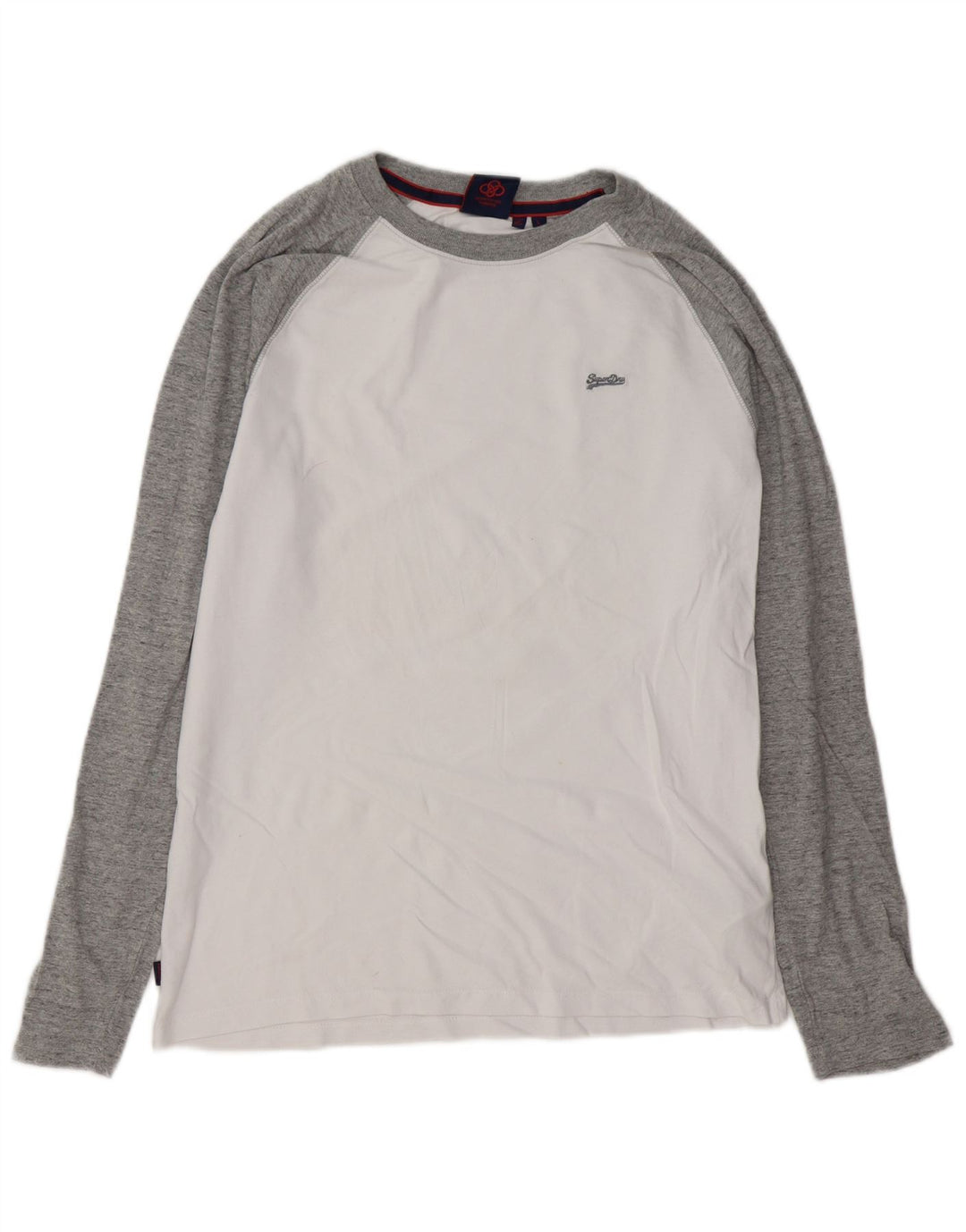 SUPERDRY Top masculino de manga comprida grande algodão colorido branco