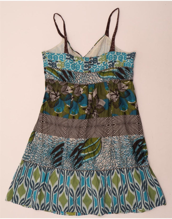 Vestido de verão feminino MONSOON UK 16 grande patchwork multicolorido de algodão