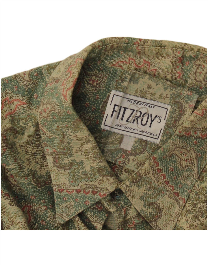 Camisa masculina vintage de flanela grande cáqui Paisley