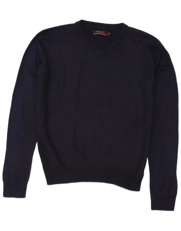 PIERRE CARDIN Suéter masculino com decote em V pequeno azul marinho