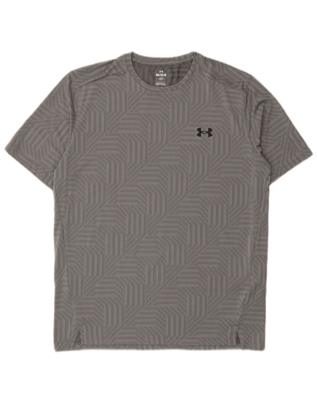 Under Armour Mens Camiseta Top Poliéster Geométrico Cinza Médio