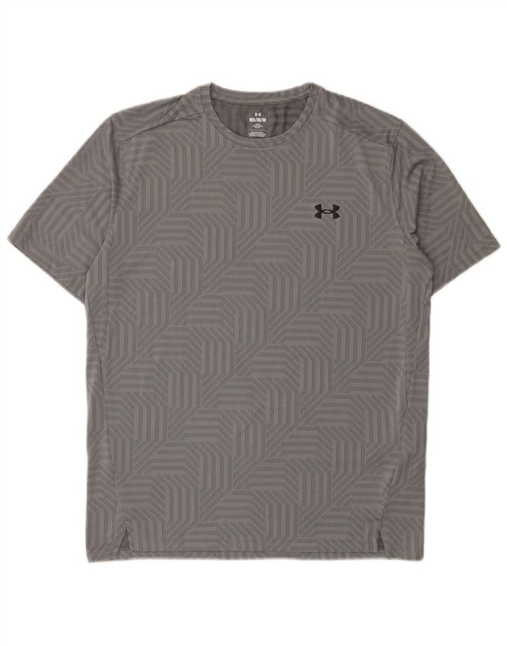 Under Armour Mens Camiseta Top Poliéster Geométrico Cinza Médio