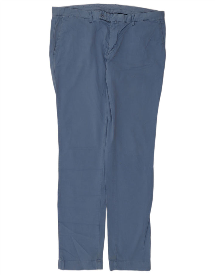 Hackett Mens Slim Chino Calças W36 L33 Azul Algodão