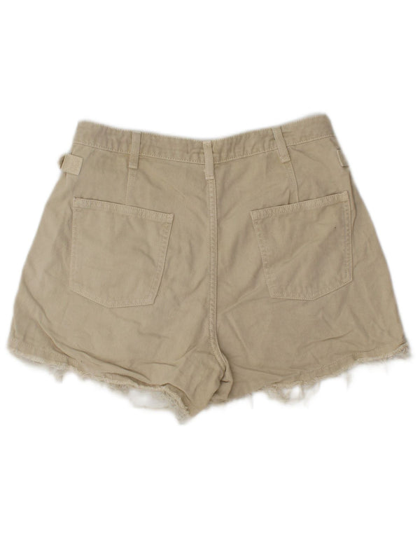 Zara Womens Denim Hot Pants EU 38 Pequeno W28 Algodão Bege