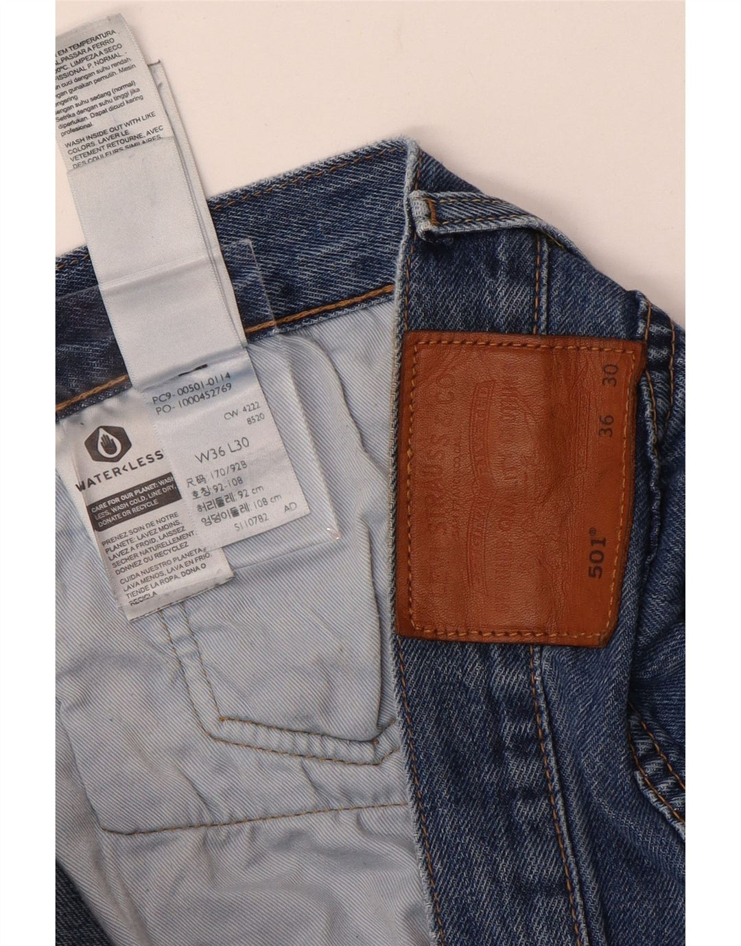 Levi's Masculino 501 Straight Jeans W36 L30 Azul Algodão