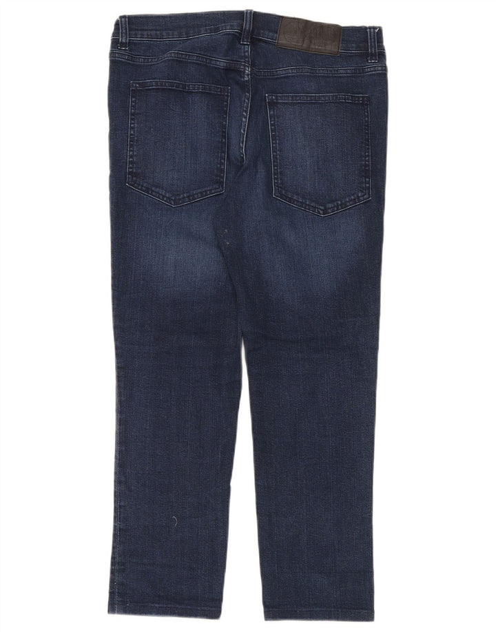 Calça jeans reta feminina barata segunda-feira W32 L26 algodão azul marinho