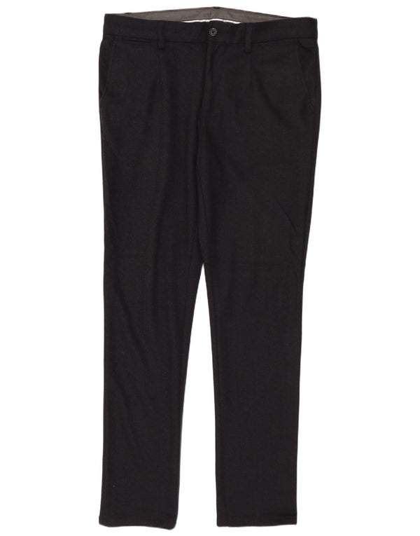 ZARA Mens Slim Chino Calças EU 42 Grande W32 L32 Azul Marinho Poliéster