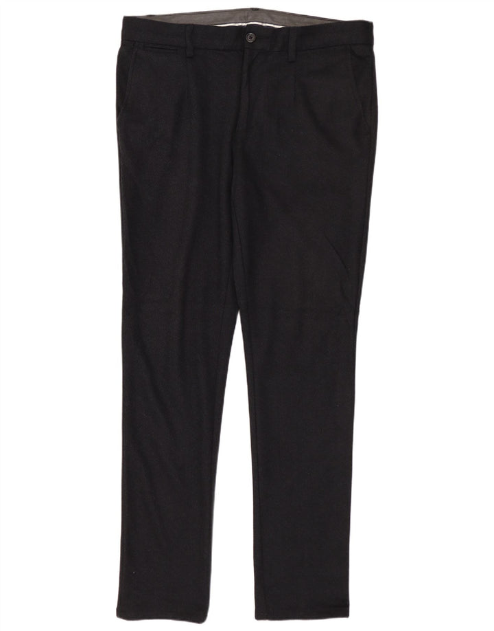 ZARA Mens Slim Chino Calças EU 42 Grande W32 L32 Azul Marinho Poliéster