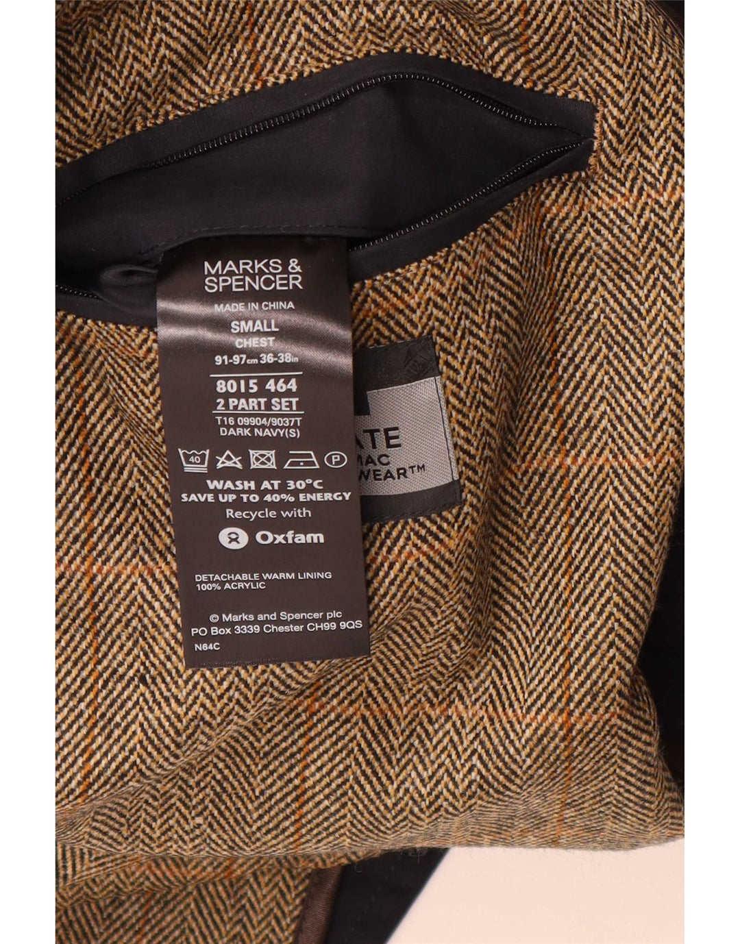 Casaco corta-vento masculino Marks & Spencer UK 36 pequeno azul marinho clássico
