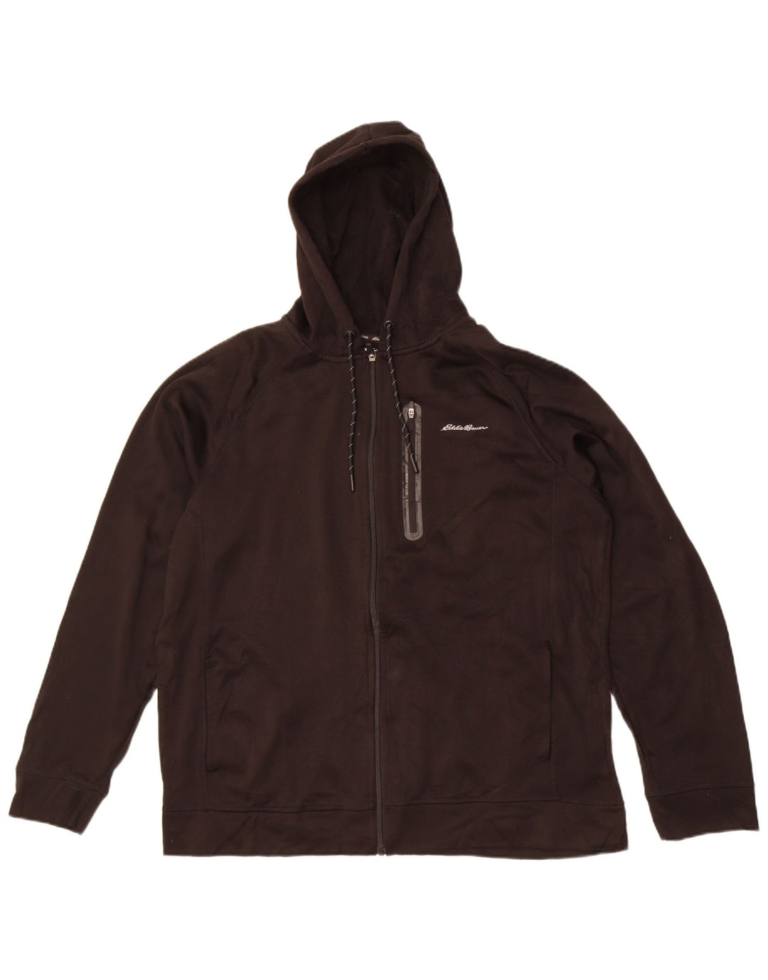 Eddie Bauer Suéter masculino com capuz e zíper XL poliéster preto
