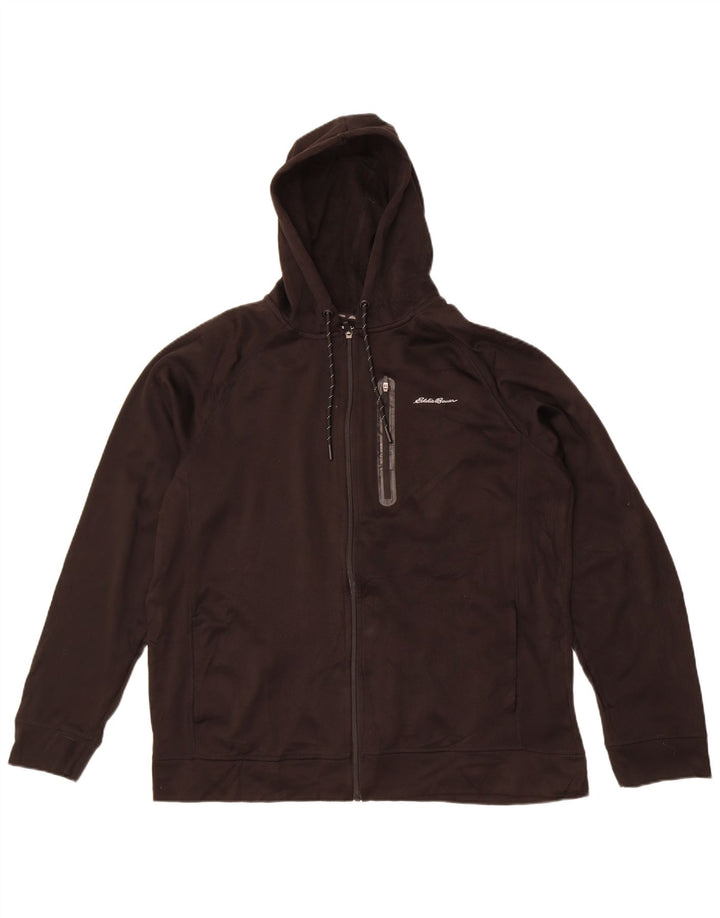 Eddie Bauer Suéter masculino com capuz e zíper XL poliéster preto