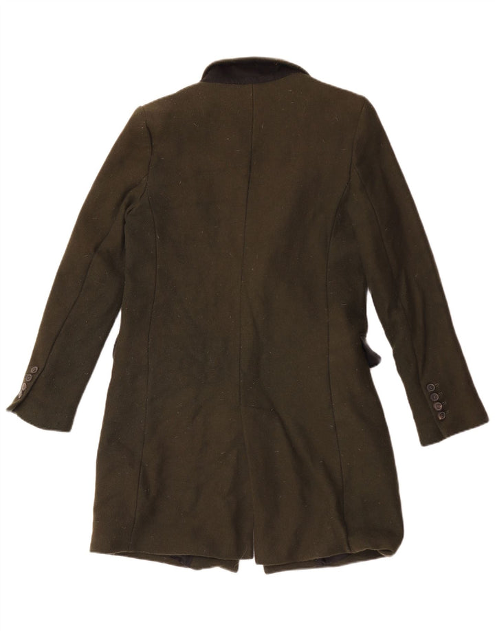 Sobretudo feminino Zara UK 10 pequena lã cáqui