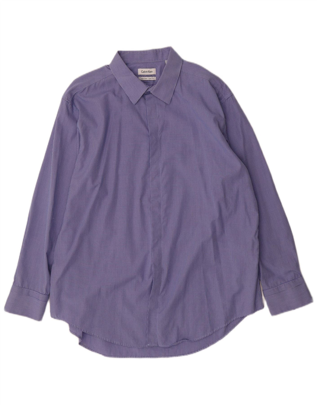 Camisa masculina CALVIN KLEIN Slim Fit tamanho 17 1/2 XL algodão xadrez azul