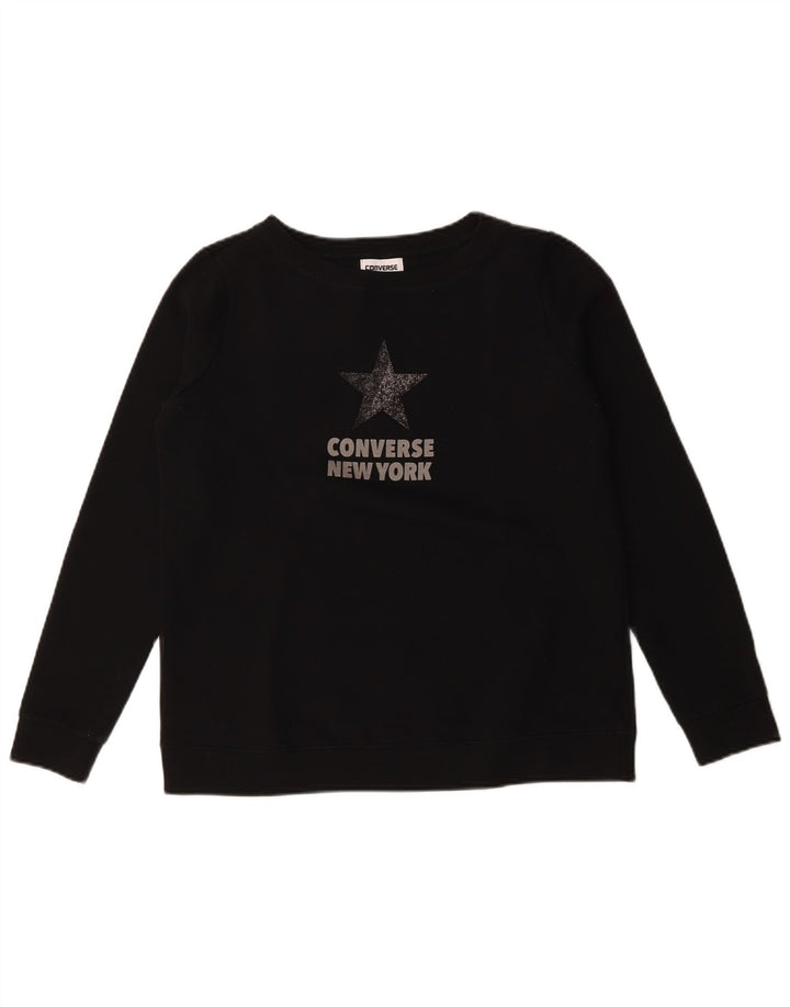 Converse feminino gráfico moletom jumper UK 14 médio algodão preto