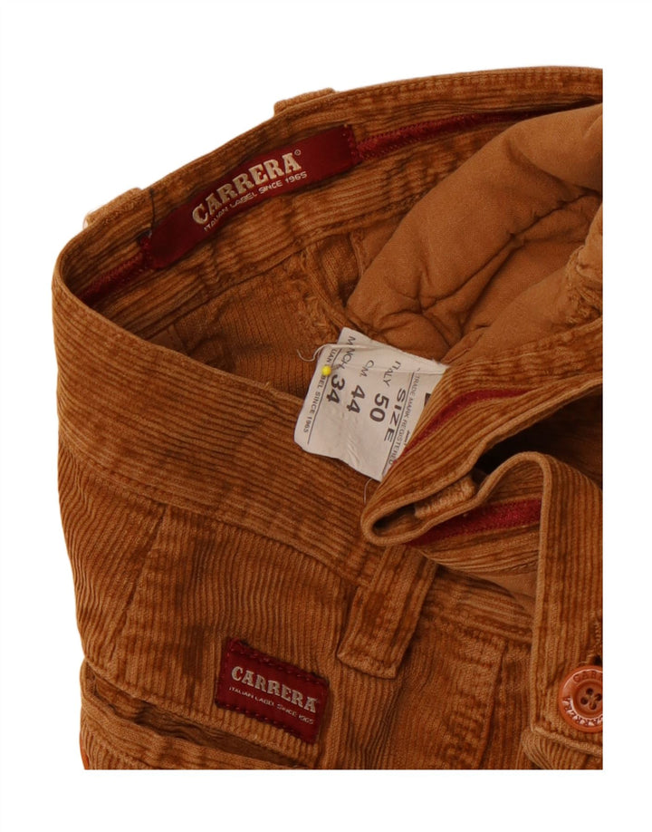 Carrera Mens Cargo Corduroy Calças IT 50 Grande W34 L33 Algodão Marrom