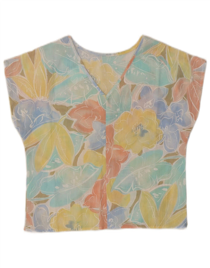 Blusa feminina improvisada Top UK 10 poliéster floral multicolorido pequeno