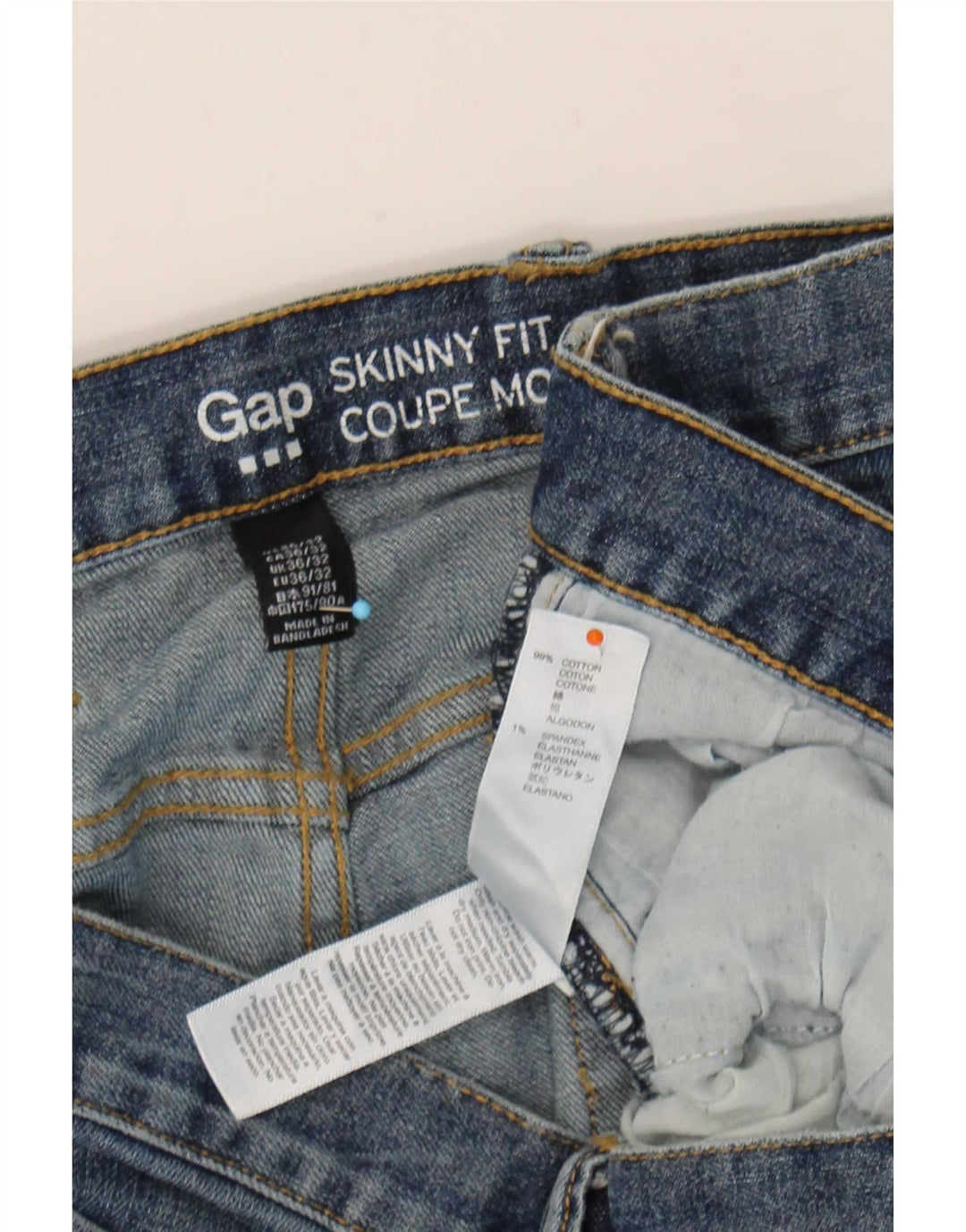 Jeans skinny masculino Gap W36 L32 algodão azul