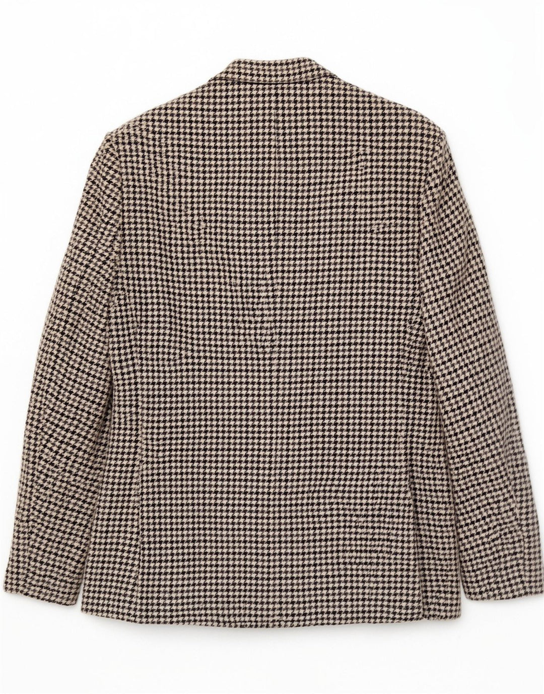 Jaqueta blazer masculina vintage com 2 botões Reino Unido 36 lã houndstooth cinza pequena