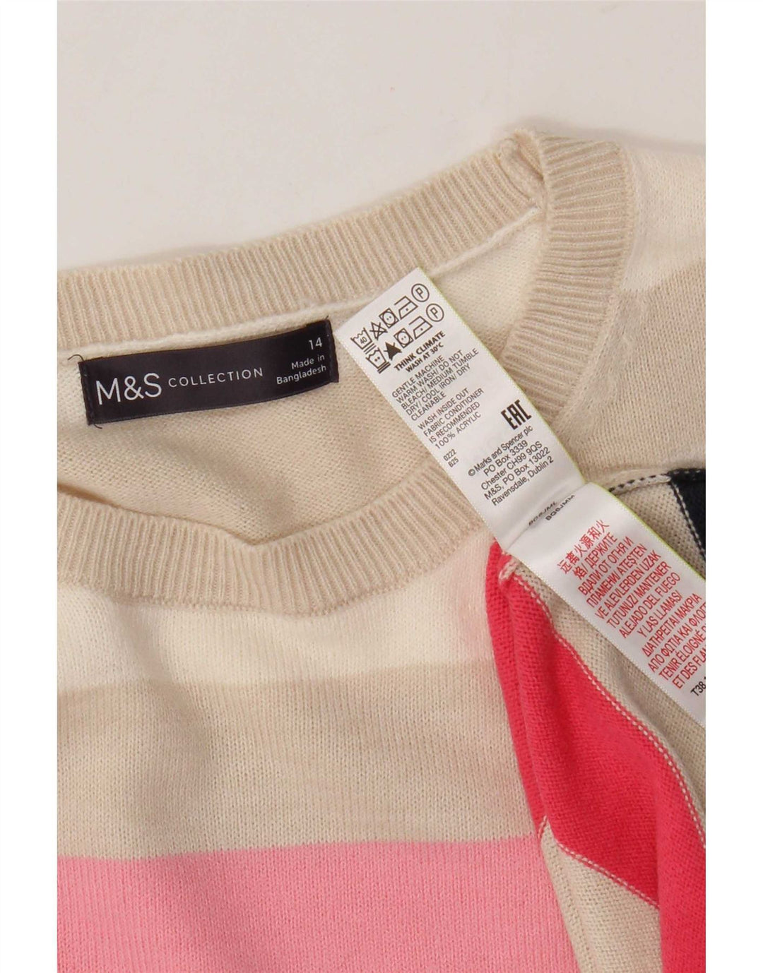 Suéter feminino Marks & Spencer com gola canoa Reino Unido 14 grande multicolorido