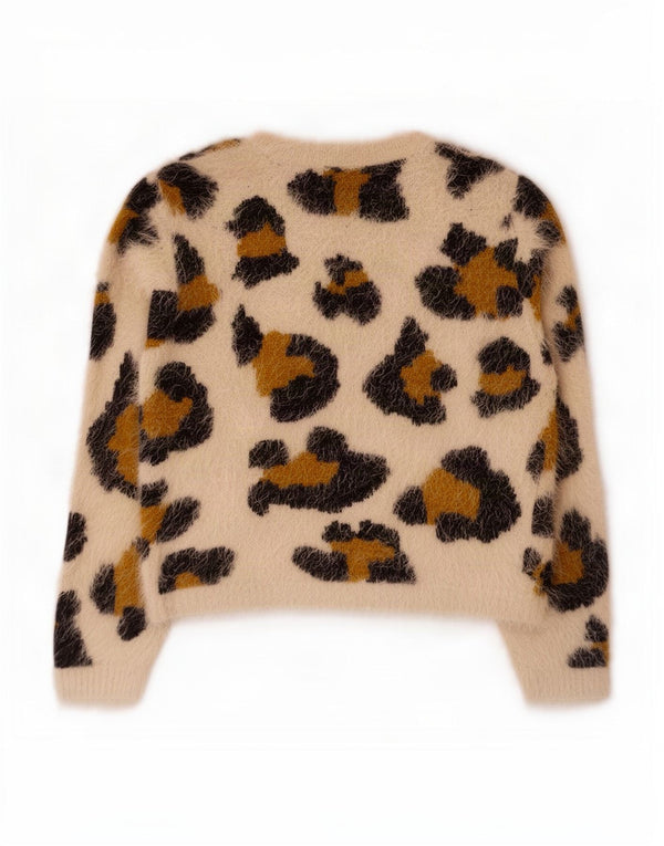 Suéter cardigã feminino Topshop UK 12 médio off white animal print nylon