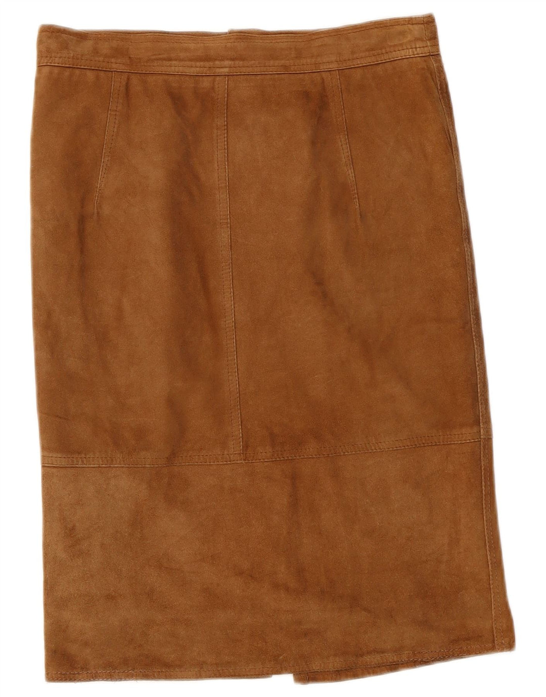 Saia reta feminina de camurça vintage W30 bege médio