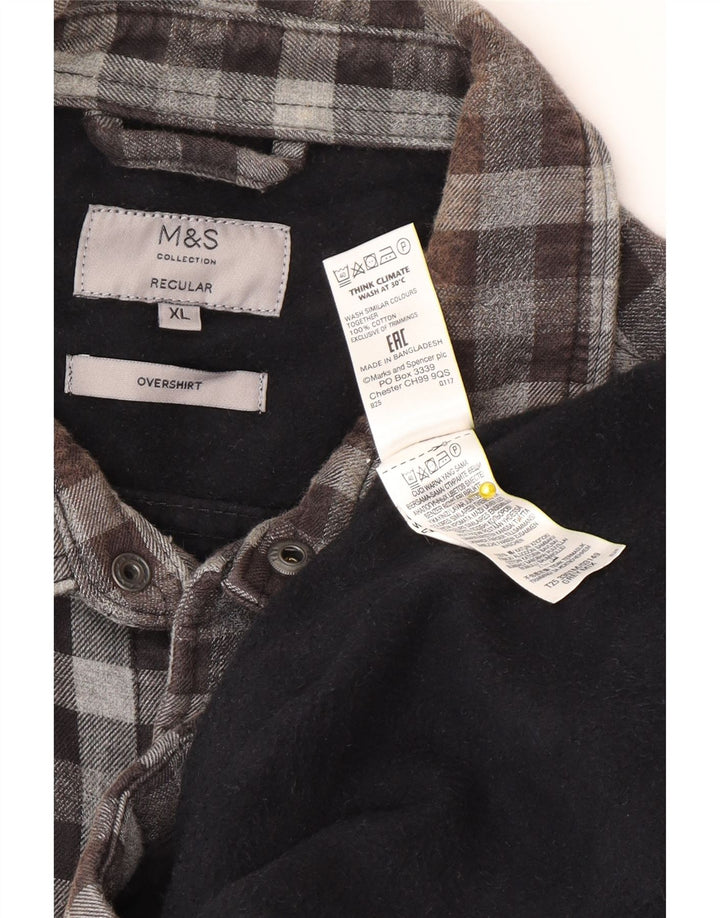 Camiseta masculina de flanela Marks & Spencer Regular Fit XL cinza guingão