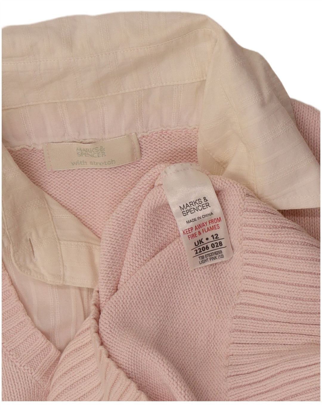 Suéter feminino Marks & Spencer com gola polo, Reino Unido 12 médio rosa