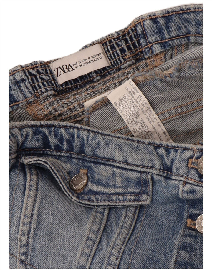 Top espartilho jeans sem alças feminino Zara Reino Unido 8 algodão azul pequeno