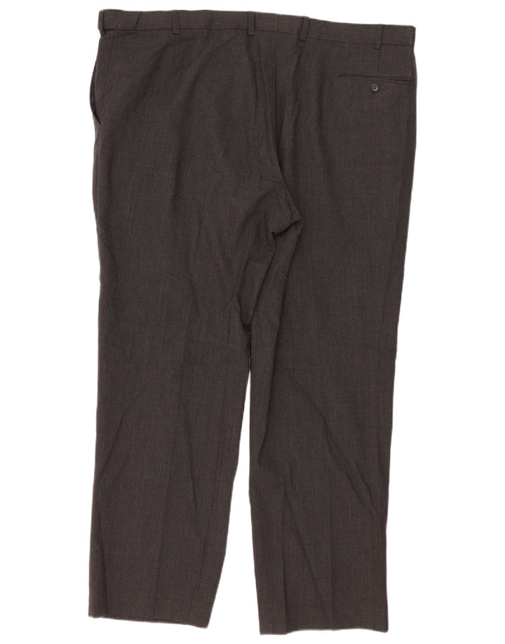 Calça masculina de ajuste regular Marks & Spencer W44 L31 lã cinza