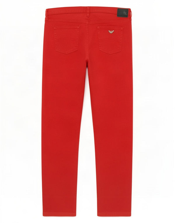 Calça feminina reta casual Armani W32 L29 linho vermelho