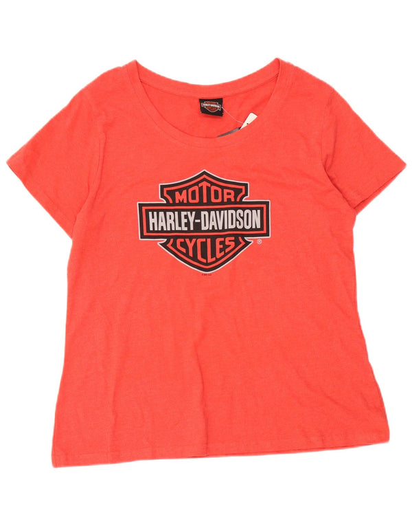 Camiseta feminina gráfica Harley Davidson Reino Unido 16 grande algodão vermelho