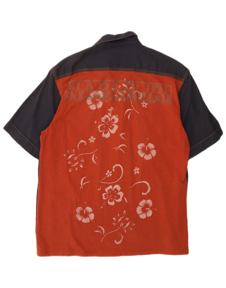 Camisa masculina gráfica NAPAPIJRI de manga curta média azul marinho floral