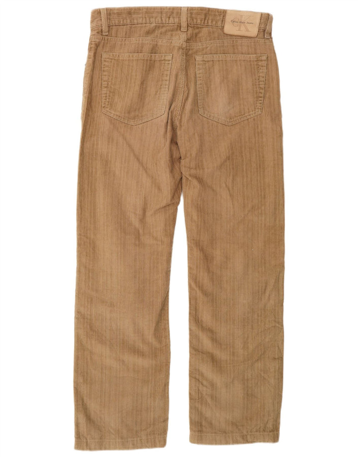CALVIN KLEIN Calça masculina reta de veludo W31 L28 algodão bege