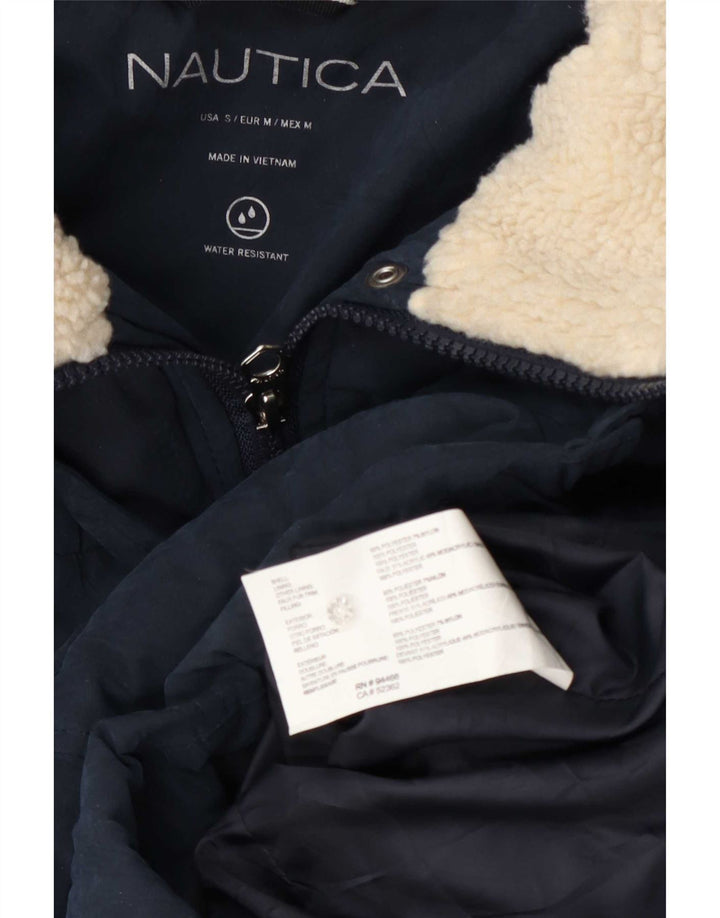 Jaqueta feminina acolchoada com capuz Nautica UK 14 poliéster azul marinho médio