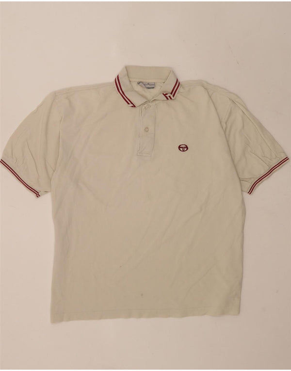 Camisa polo masculina Sergio Tacchini 2XL algodão listrado branco