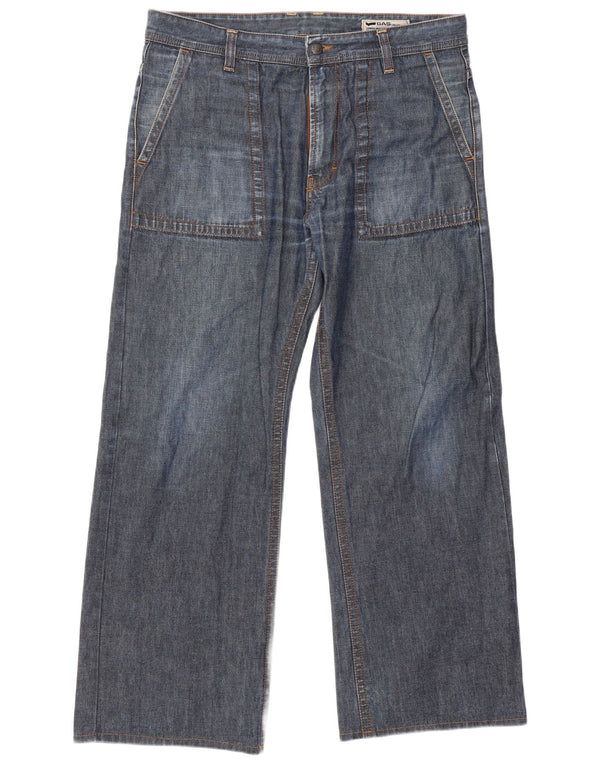 Gas Mens Loose Jeans W34 L30 Azul Marinho Algodão