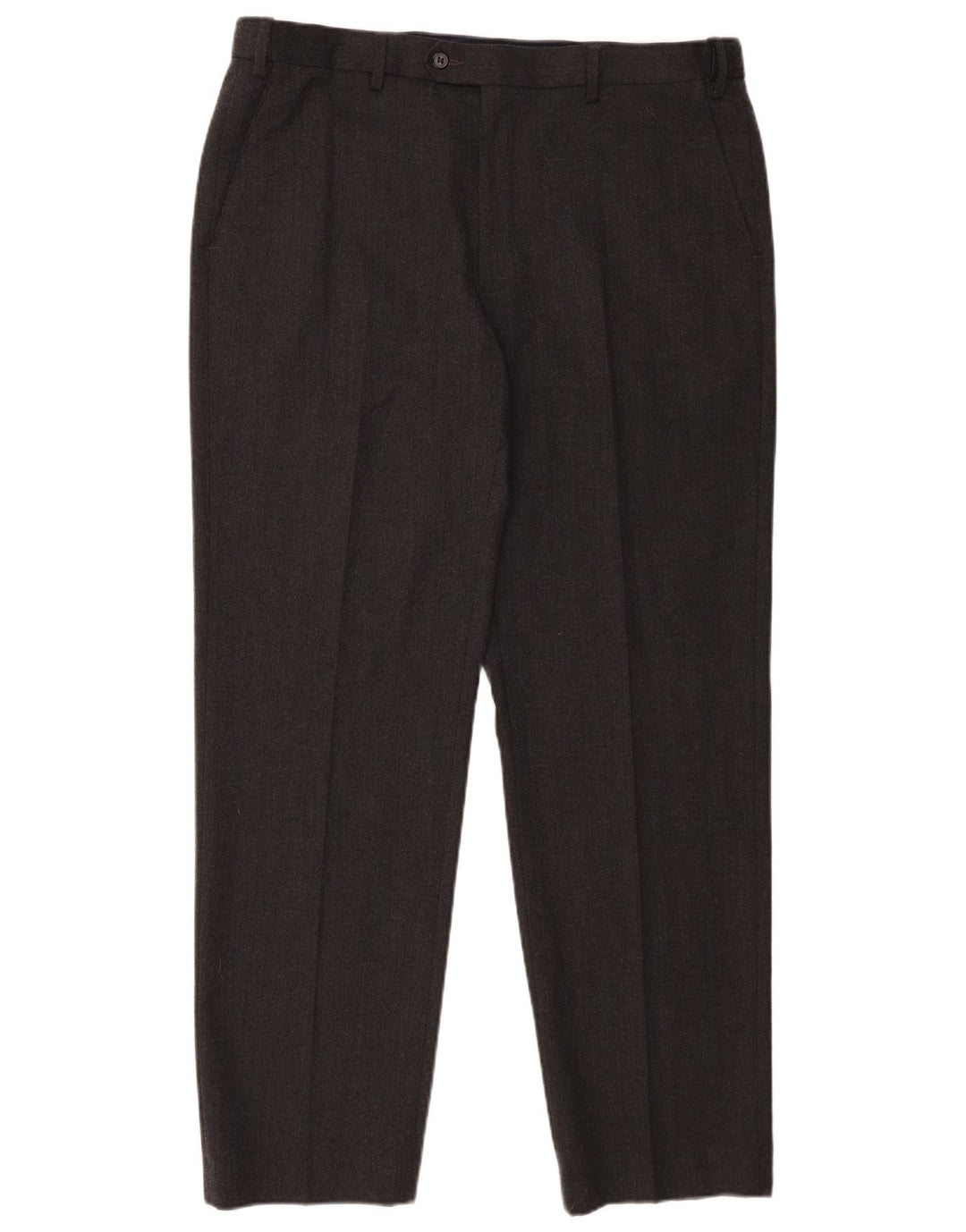 Calça masculina de terno reto Marks & Spencer W38 L31 algodão cinza