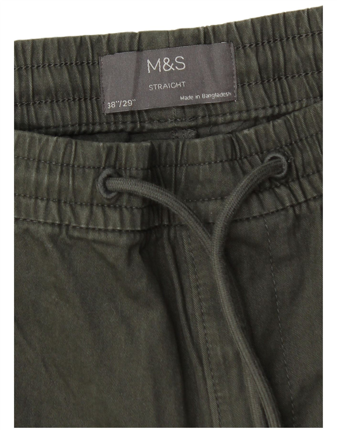 Calça chino reta masculina Marks & Spencer W38 L29 verde