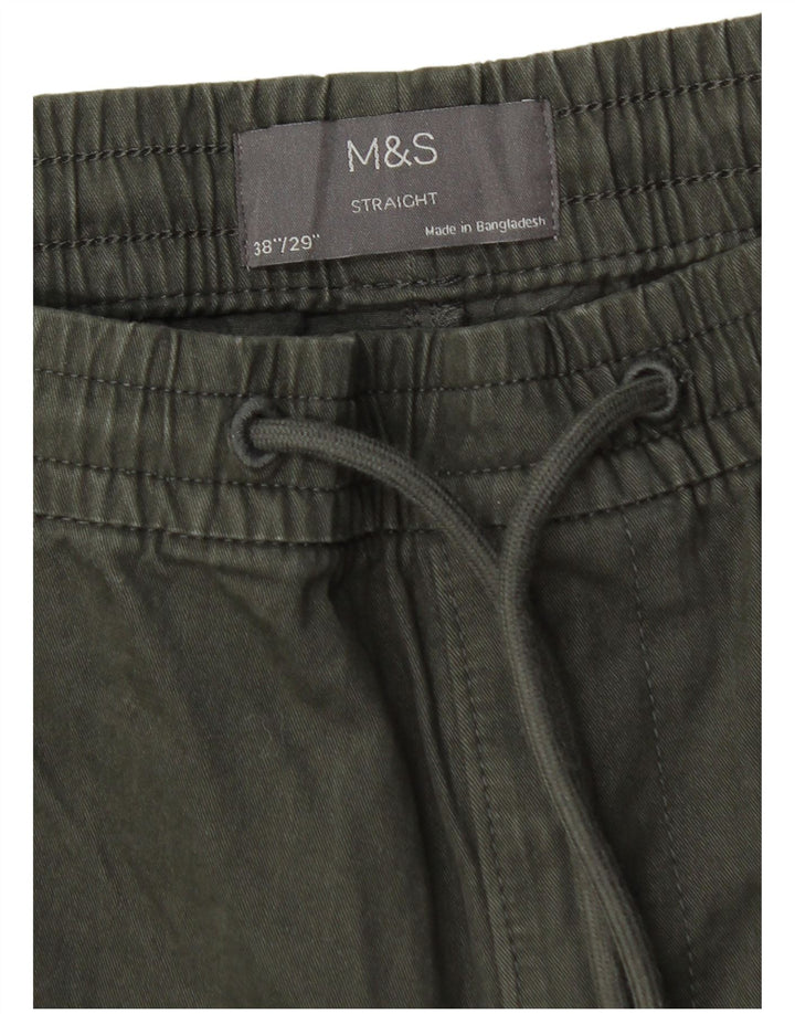 Calça chino reta masculina Marks & Spencer W38 L29 verde