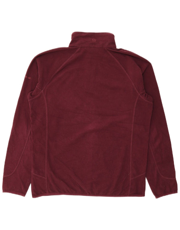 Suéter de lã feminino Berghaus com zíper e gola UK 18 XL poliéster Borgonha