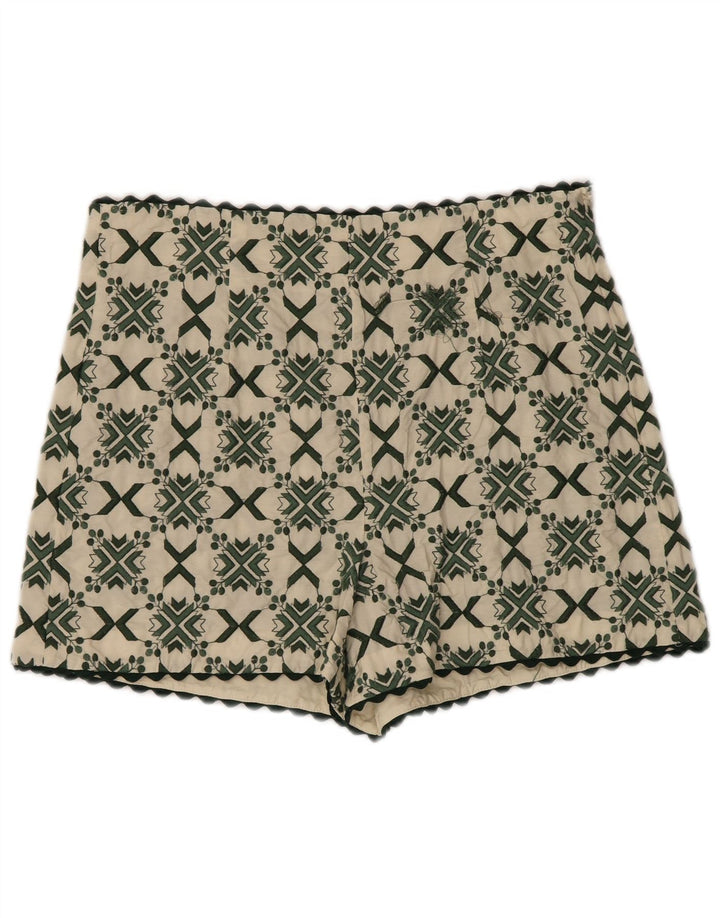 Zara Shorts feminino casual grande W30 branco geométrico