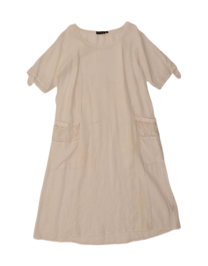 Vestido feminino grande linha A Positano by Jean Paul UK 14 médio off white