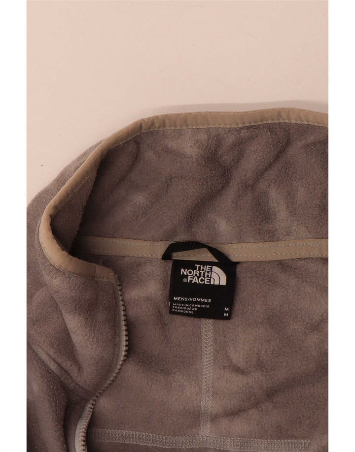 Suéter de lã masculino The North Face com gola zip e poliéster tie-dye cinza médio