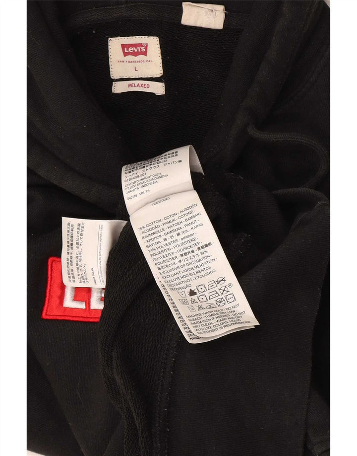 Moletom com capuz gráfico relaxado masculino Levi's grande algodão preto