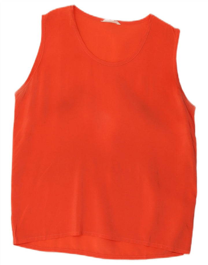 Blusa feminina vintage UK 10 pequena seda laranja