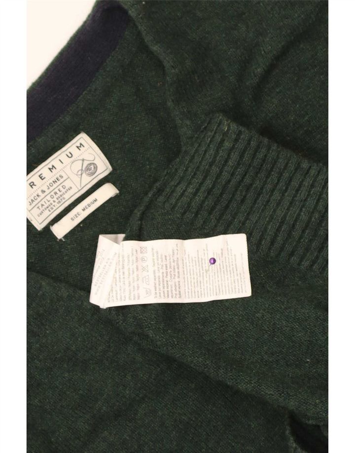 Suéter cardigã masculino Jack & Jones lã de cordeiro verde médio